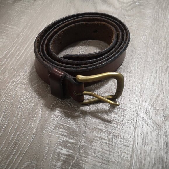 Eddie Bauer Men's Size 40 Dark Brown Leather Belt with Brass Buckle - Picture 1 of 6